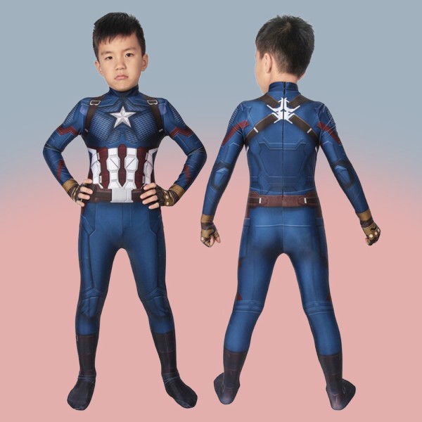 Kids Captain America 3D Jumpsuit Avengers Endgame Steven Rogers Costume